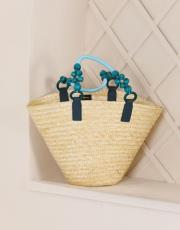 verano hasır çanta mavi