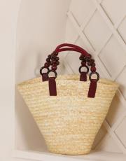 verano hasır çanta bordo