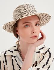 pareja hasır şapka siyah-beyaz