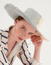 mar hasır şapka mavi-beyaz